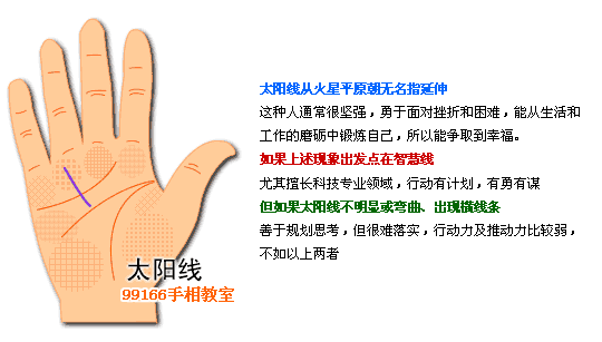 太阳线,成功运,手相,看手相