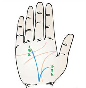 手相图解,事业线分叉,事业线分叉的含义